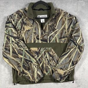 Columbia Fleece Pullover Mens XL Green DH Marsh Camo Quarter Zip